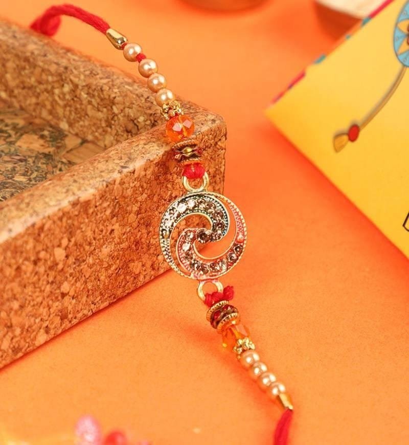 Magnificent Diamond Stone Bhaiya Rakhi - Image 3