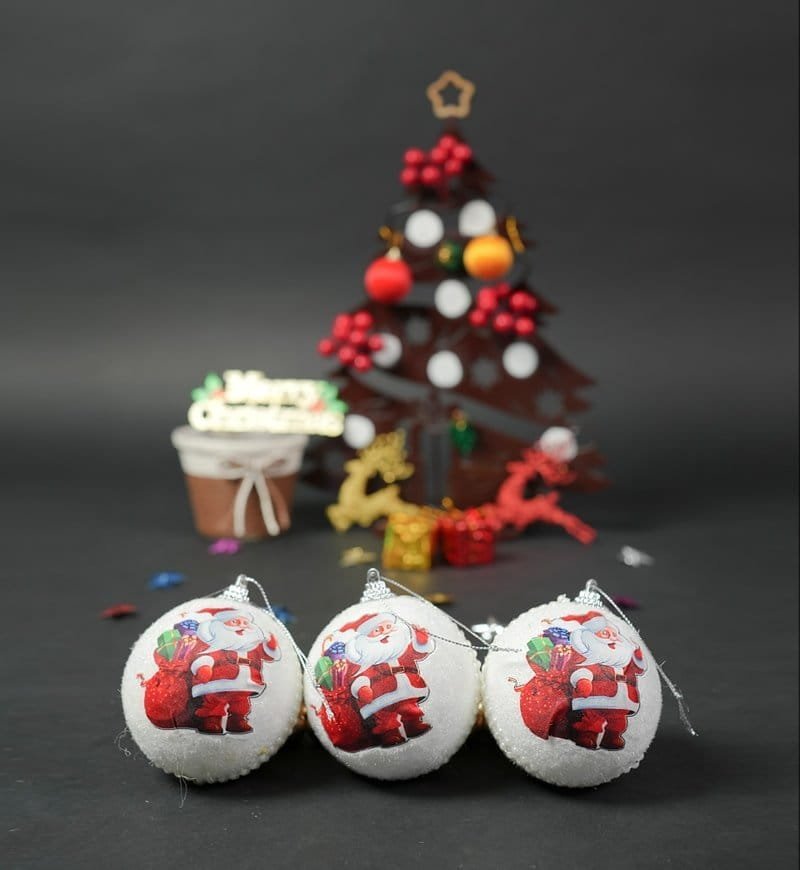 Christmas White Ball Ornaments printed