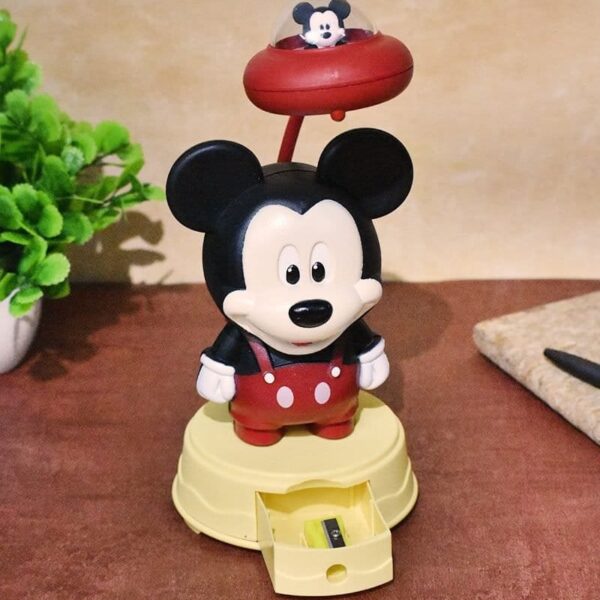 Mickey Led Light Table Night Lamp Red Color for Kids Bedroom USB Chargeable with Pencil Sharpener for Girls & Boys