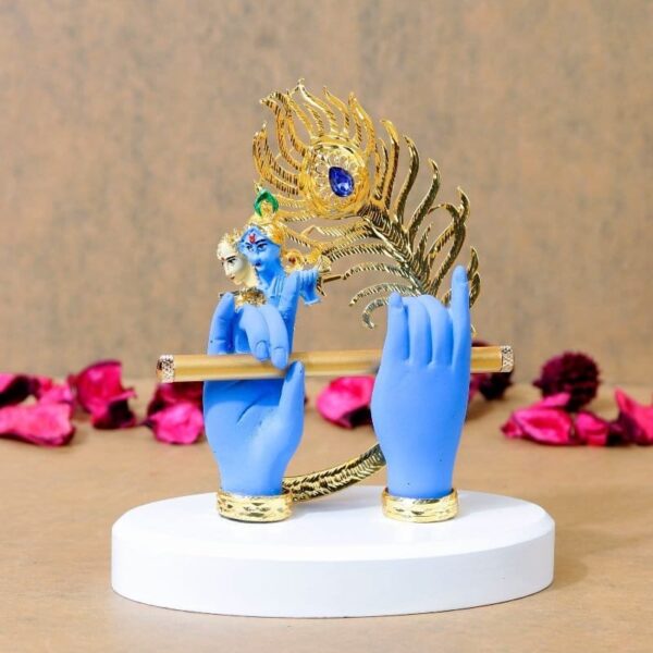 Krishna Ji Hand with Flute Gold Plated (Blue)