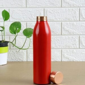 Copper Water Bottle with wide mouth | Ideal for Office, Kids, and Home Use | Red | 900 ml
