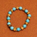 Turquoise Wooden Round Stone Bracelet