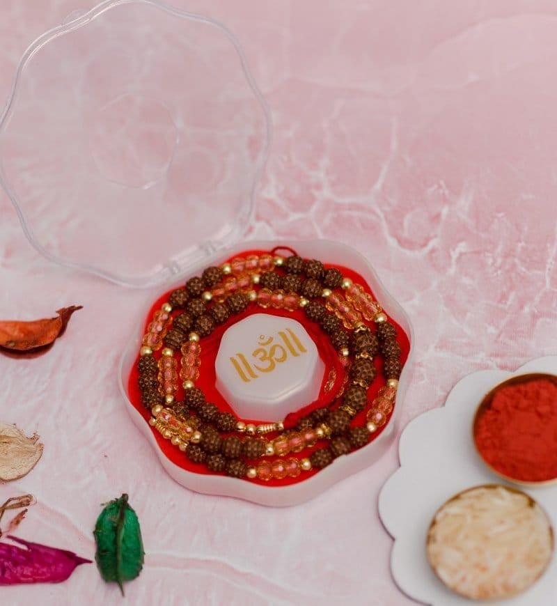 Rudraksha & Pearl Mix Mauli Rakhi