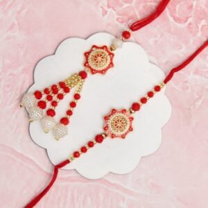 Bhaiya Bhabhi Elegant Collection Rakhi Red