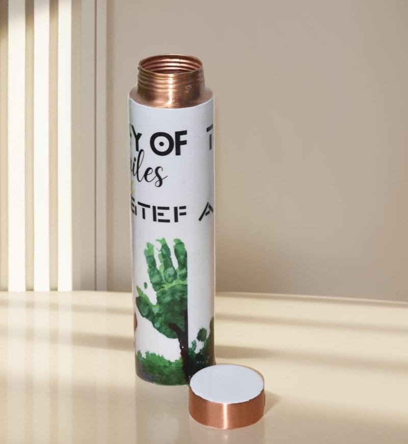 Copper Water Bottle | Journey 1000 Miles Print | Pocket Bottle | 700 ml - Image 2