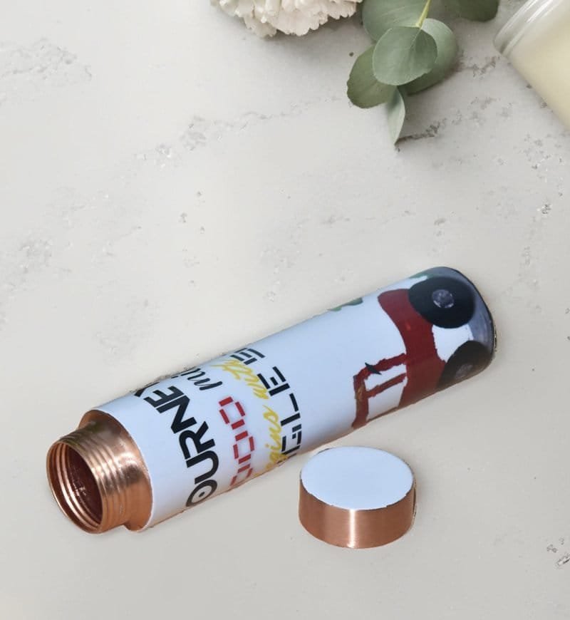 Copper Water Bottle | Journey 1000 Miles Print | Pocket Bottle | 700 ml - Image 3