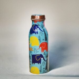 Copper Water Bottle | Elephant Meenakari | 500 ml