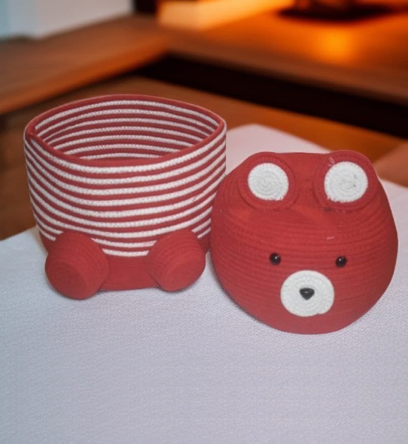 Teddy Bear Storage Basket with Lid - Image 2