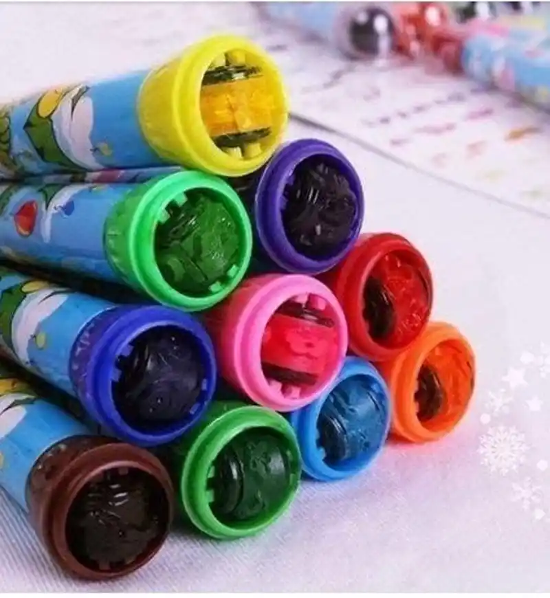 2 in 1 Roller Stamper and Marker Pen with Water Based Ink for Scrapbooks (Multicolor | Set of 6 Pcs) - Image 2