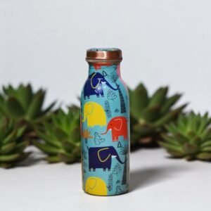 Copper Water Bottle | Elephant Meenakari | 500 ml