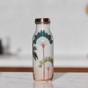 Copper Water Bottle | White & Palm Tree Print | 500 ml