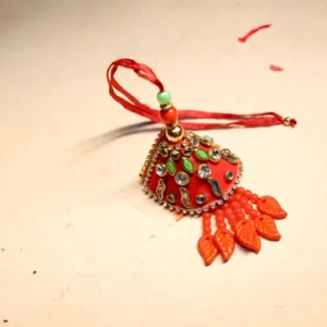 Red Designer Rakhi Premium Lumba