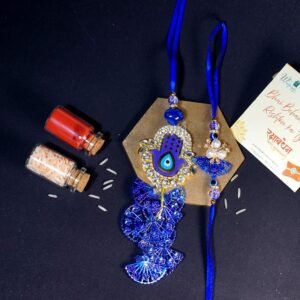 Blue Evil Eye Bhaiya Bhabhi Rakhi Set