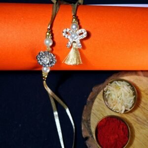 Golden Bead Bhaiya Bhabhi Rakhi Set