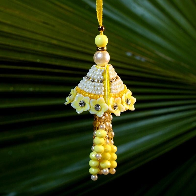 Yellow Rakhi for Bhabhi With Yellow beads