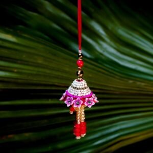 Lumba Rakhi for Bhabhi With Red Beads
