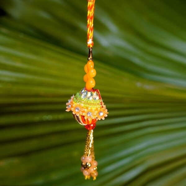 Mustard Colour Lumba Rakhi for Bhabhi