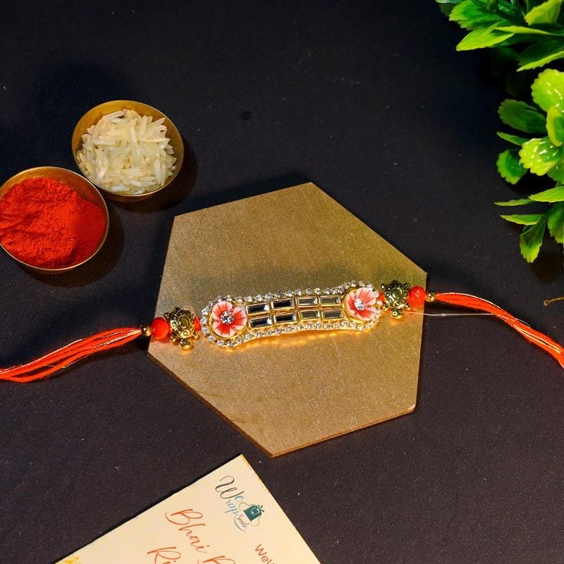 Multicolour Stone Thread Mauli Rakhi