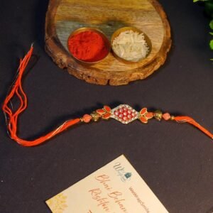 Orange Thread With Stone Mauli Rakhi