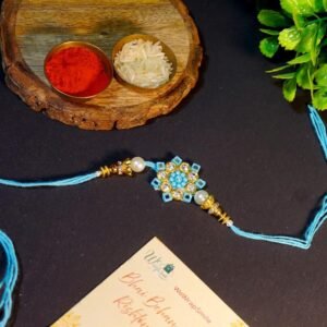 Sky Bule Flower Thread Rakhi