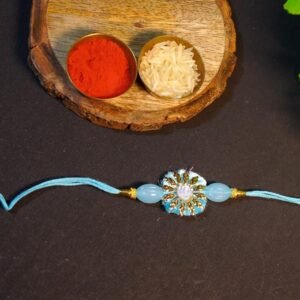 Sky Blue Flower Design Thread Rakhi