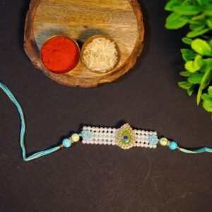 Blue Bead Design Thread Rakhi