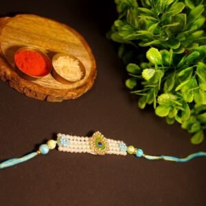 Blue Bead Design Thread Rakhi