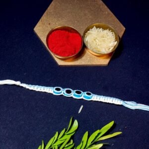 Evil Eye Charm Thread Rakhi In Sky Blue (12 Pcs)