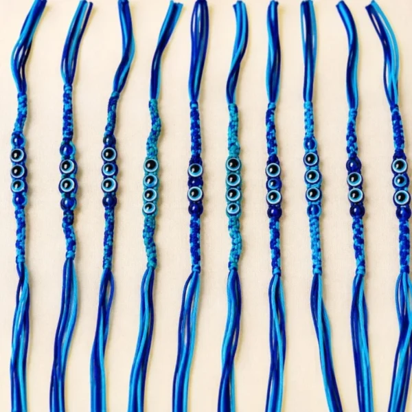 Evil Eye Charm Thread Rakhi In Blue (12 pcs)
