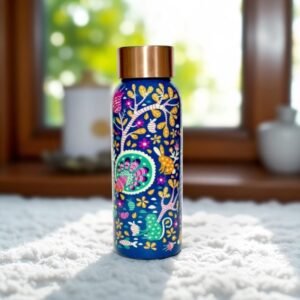 Floral Meena Print Copper Water Bottle 500 ml