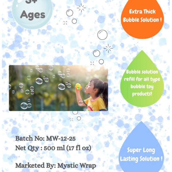 Bubble Machine Liquid 500 ml – Pack of 2 (Non-Toxic & Safe for Kids)
