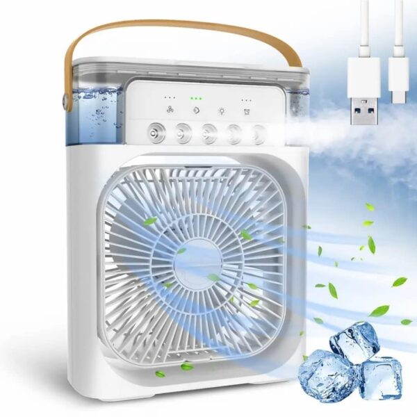 Mini Cooling Fan with Mist Spray (White)