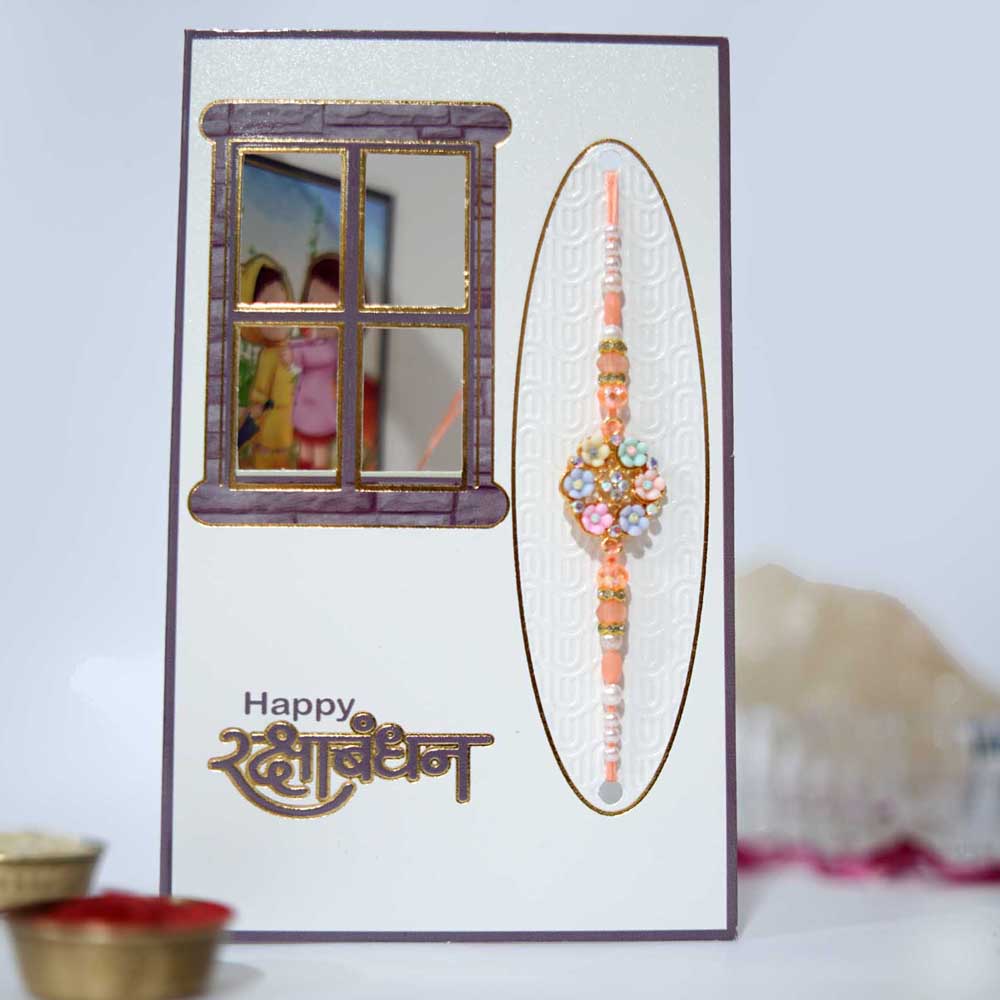 Floral Designer Rakhi Greeting Card for Brother