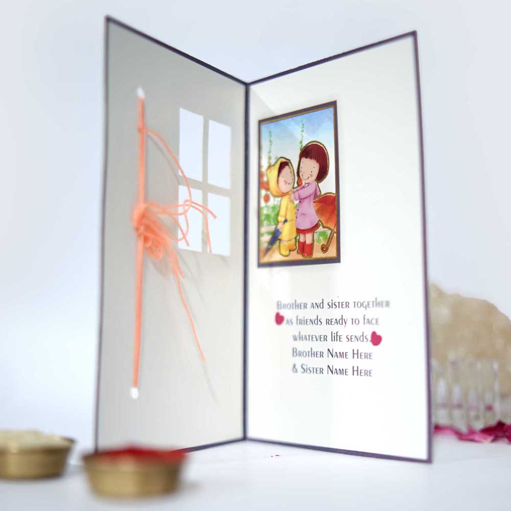 Floral Designer Rakhi Greeting Card for Brother - Image 3