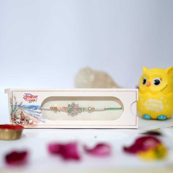 Handcrafted Crystal Floral Rakhi for Brother