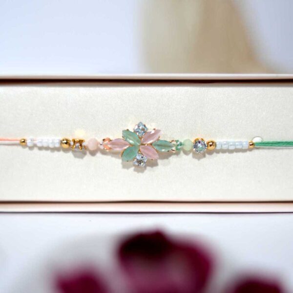 Handcrafted Crystal Floral Rakhi for Brother