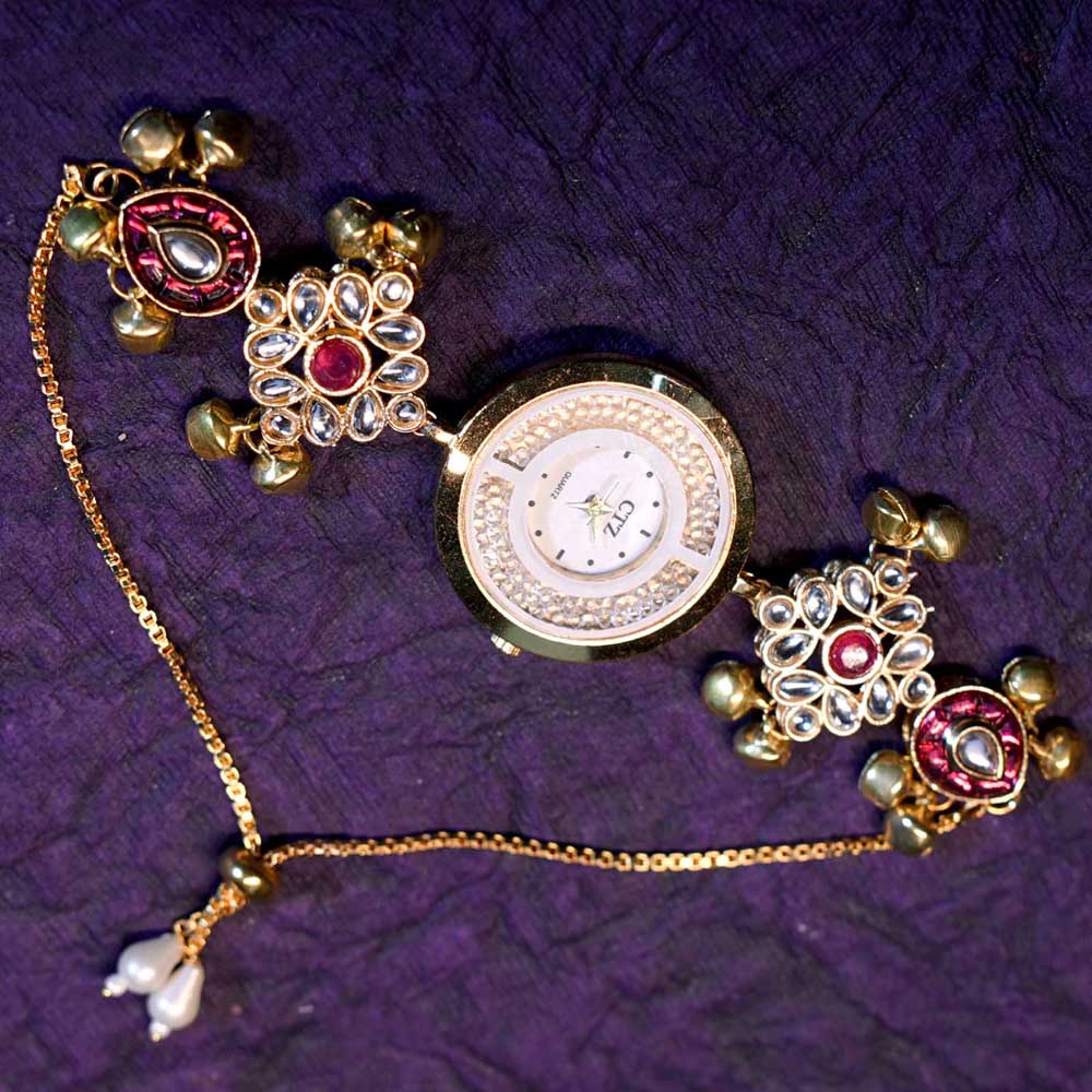 Royal Kundan Ghungroo Bracelet Watch for Women – Ethnic Designer Watch - Image 2