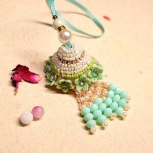 Mint Green Pearl Designer Premium Lumba Rakhi