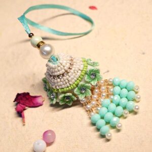 Mint Green Pearl Designer Premium Lumba Rakhi
