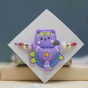 Kids Spinner Rakhi for Boys – Cute Purple Turtle Cartoon Rakhi