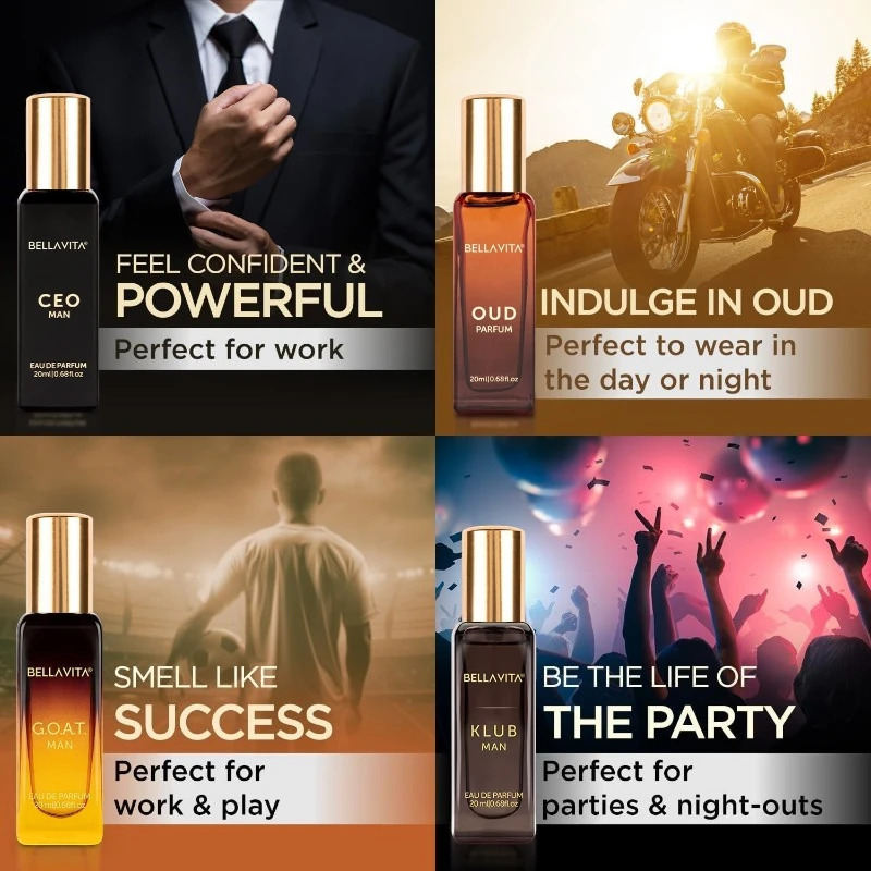 Bella Vita Men’s Perfume Gift Set – CEO, GOAT, Klub & Oud Perfume Combo | 4x20ml - Image 2