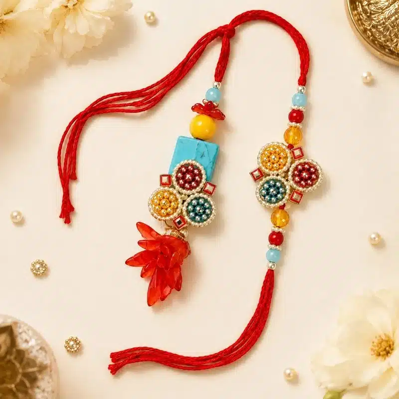 Bhaiya Bhabhi Multicolor Beaded Rakhi Combo 1 Bhaiya Bhabhi Multicolor Beaded Rakhi