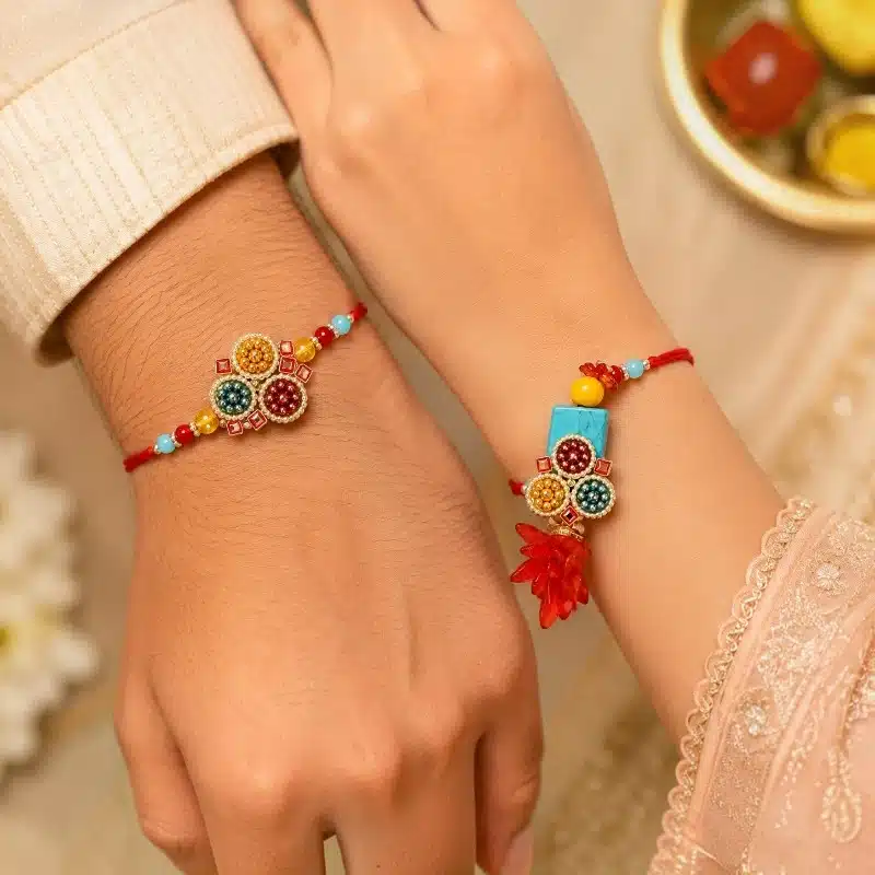 Bhaiya Bhabhi Multicolor Beaded Rakhi Combo 3 Bhaiya Bhabhi Multicolor Beaded Rakhi