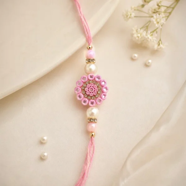 Pink Pearl Beaded Rakhi for Brother