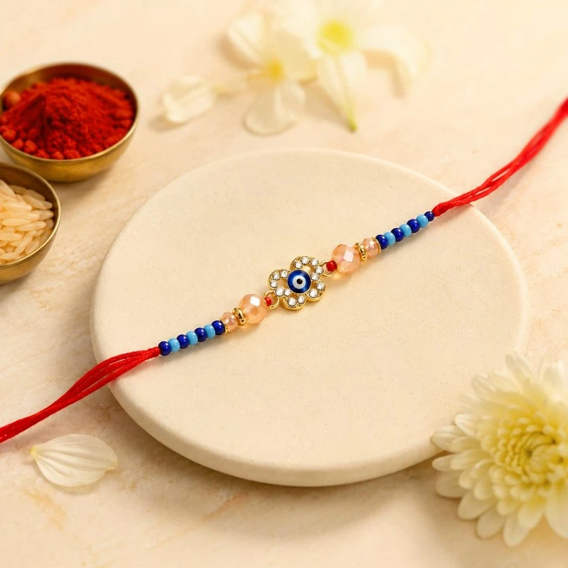 Butterfly Evil Eye Beaded Rakhi for Girls 1 Evil Eye Beaded Rakhi for Girls