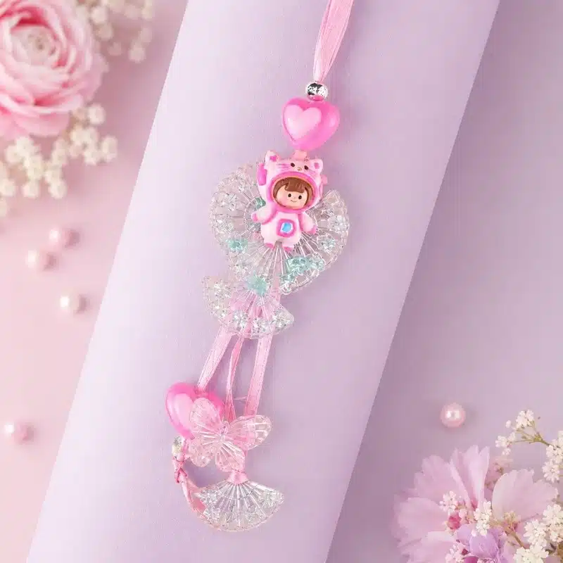 Pink Doll & Butterfly Kids Lumba Rakhi 3 Doll & Butterfly Kids Rakhi