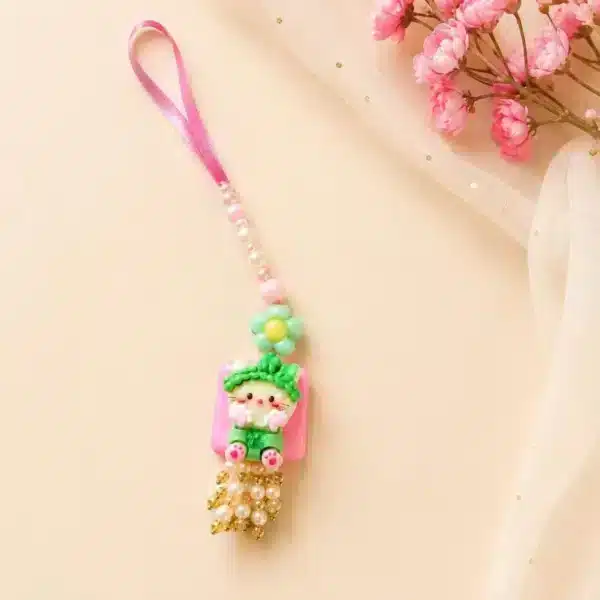Pink & Green Doll Pearl Kids Lumba Rakhi