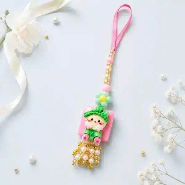 Pink & Green Doll Pearl Kids Lumba Rakhi