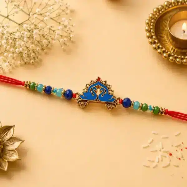 Sitar Figure Multicolor Beaded Rakhi for Brother