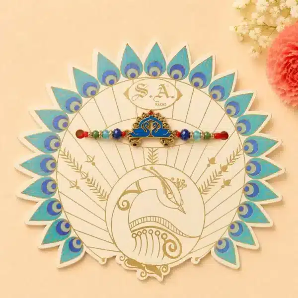 Sitar Figure Multicolor Beaded Rakhi for Brother
